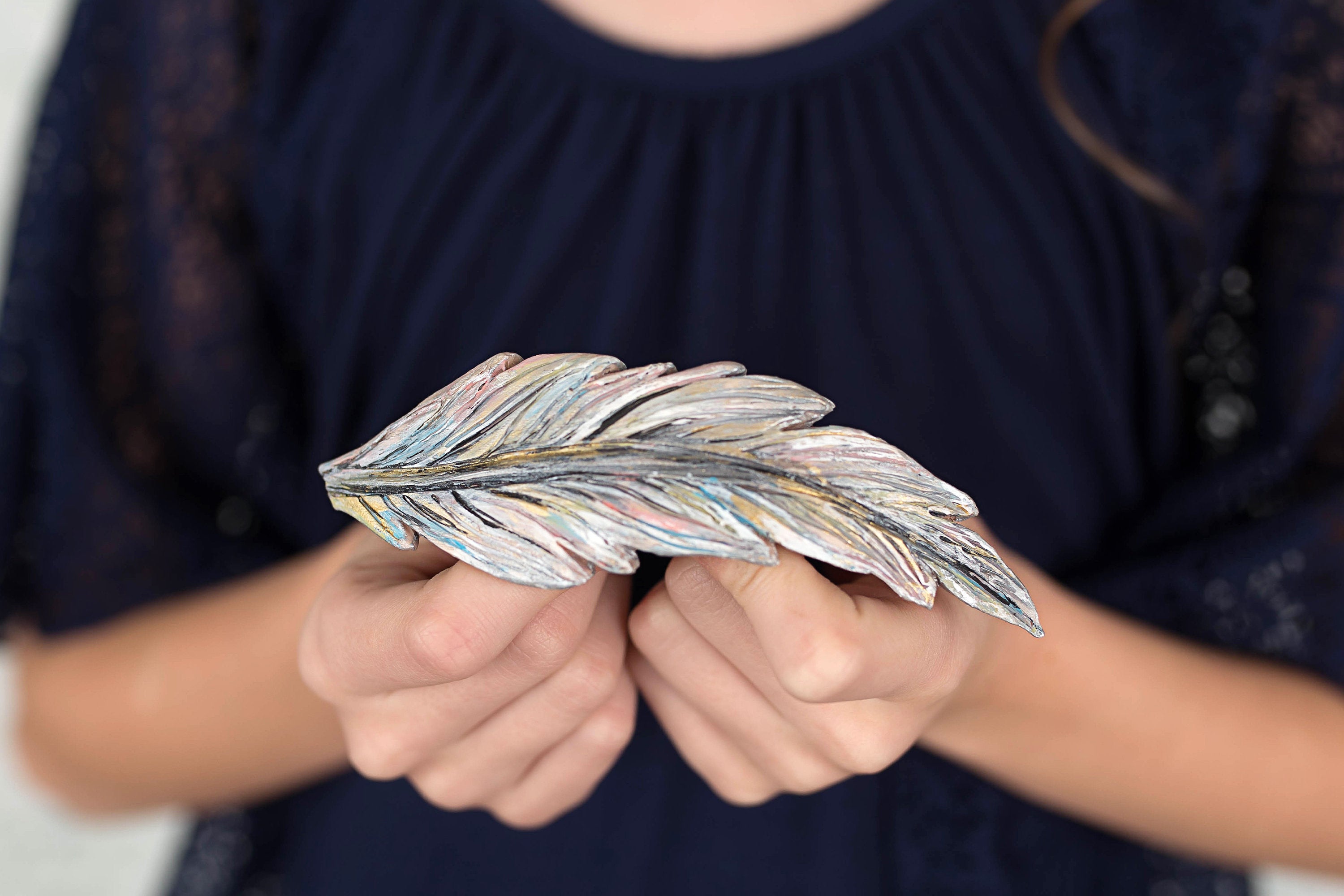 Silvery Feather Hair Clip