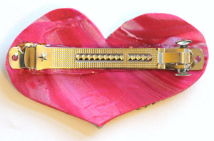 Ruby Red Pink Heart Barrette